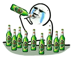 流泪喝一堆啤酒