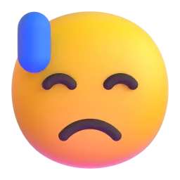 Downcast face with sweat