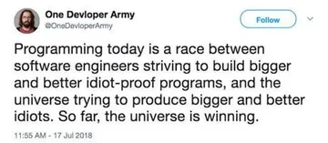 The Infinite Arms Race: Coders Vs Chaos