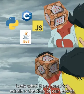 minecraft programmers watching us mortals argue about programming languages