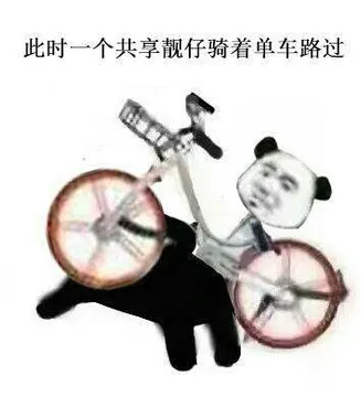 此时一个共享靓仔骑着单车路过了