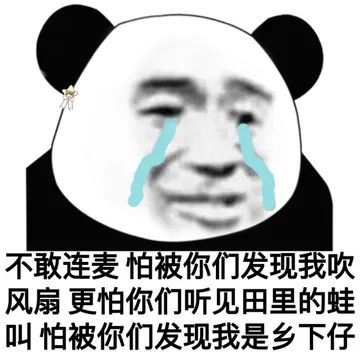 不敢连麦，怕被你们发现我吹风扇，更怕你们听见田里的蛙叫，怕被你们发现我是乡下仔 - 污污的熊猫头表情包，收好~