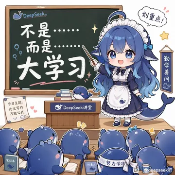 鲸鱼娘身穿女仆装站在讲台前