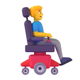 Man in motorized wheelchair facing right