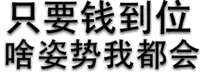只要钱到位，啥姿势我都会（文字表情）