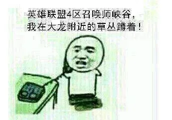 英雄联盟4区唤师峡谷，我在大龙附近的草丛蹲着！