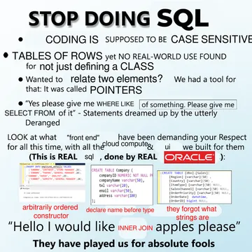 We Invented Object Oriented Design To Solve A Problem And Then Invented SQL To Unsolve It Again