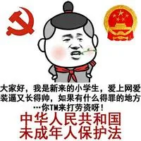 大家好，我是新来的小学生，爱上网爱装逼又长得帅，如果有什么得罪的地方 你tm来打劳资啊 （中华人民共和国未成年人保护法）－金馆长群聊装逼表情
