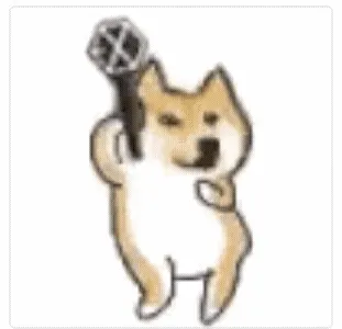 抖音柴犬小狗蹦迪表情包（拿着话筒）