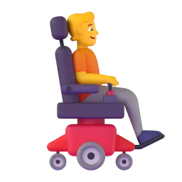 Person in motorized wheelchair facing right