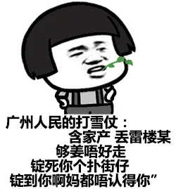 广州人民的打雪仗，含雷楼某，够姜唔好走，锭死你个扑街仔，锭到你啊妈都唔认得你