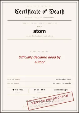 Rest In Peace Atom Editor