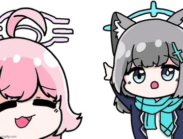 Hoshino and Shiroko pointing