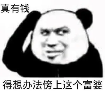 真有钱，得想办法傍上这个富婆(沙雕熊猫头表情包)