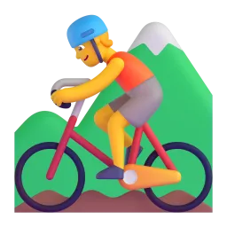 Person mountain biking