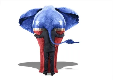 GOP Republican elephant man behind