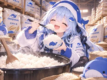 在粮仓里吃着米饭的大肥鱼
