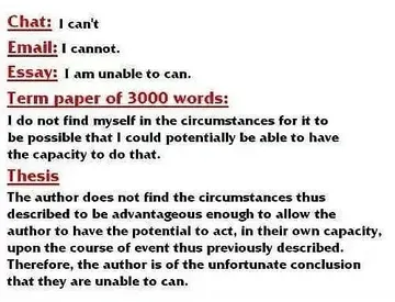 Chat :can't Email :cannot .Essay :I am unable to can .Term paper of 3000 words :I do not find myself in the circumstance
