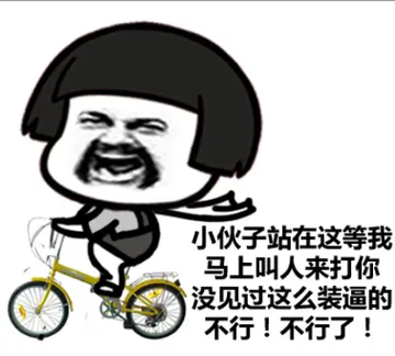 小伙子站在这等我，马上叫人来打你，没见过这么装逼的，不行！不行了！