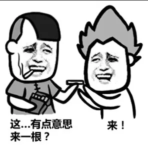 A：这...有点意思，来一根？ B：来！