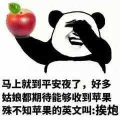 马上就到平安夜了,好多姑娘都期待能够收到苹果殊不知苹果的英文叫:挨炮！