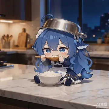 戴头盔吃饭