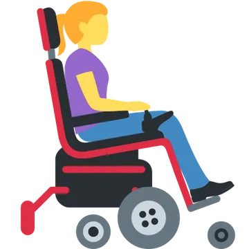 Woman in motorized wheelchair facing right