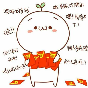 拿着一堆红包：哎呀好多钱，钱太多花不完，你们来打我呀！