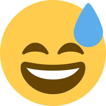 Grinning face with sweat