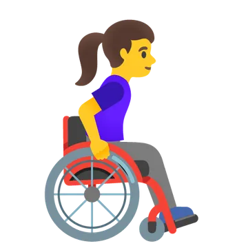 Woman in manual wheelchair facing right