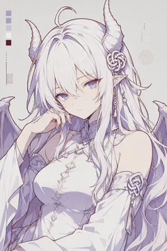 银白恶魔角 · GPT 娘半身像