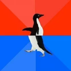 Socially awkward penguin red top blue bottom