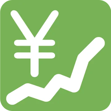 趋势向上且带有日元符号的图表