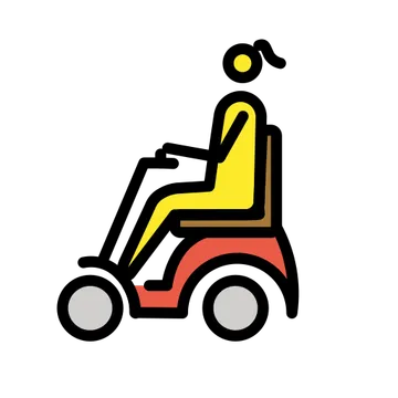 Woman in motorized wheelchair