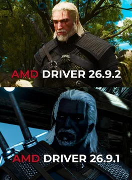 This Is What Geralt Looks Like If You Have Two Different Versions Of The AMD Driver Installed