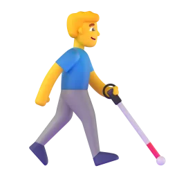 Man with white cane facing right