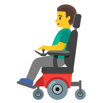 Man in motorized wheelchair