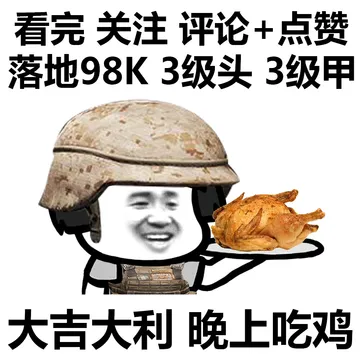 看完关注评论点赞者，落地98K 3级头 3级甲