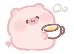 小粉猪请你喝茶 GIF