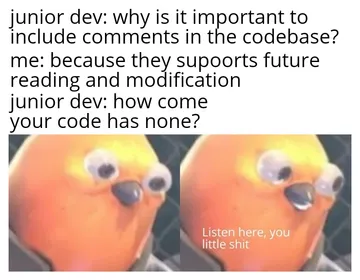 i write self explanatory code you dumdum