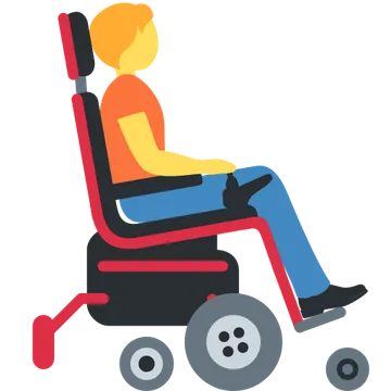 Person in motorized wheelchair facing right