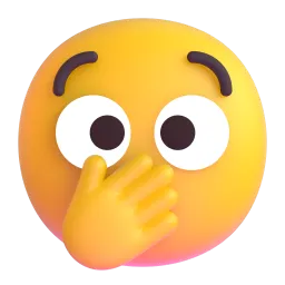 Face with open eyes and hand over mouth