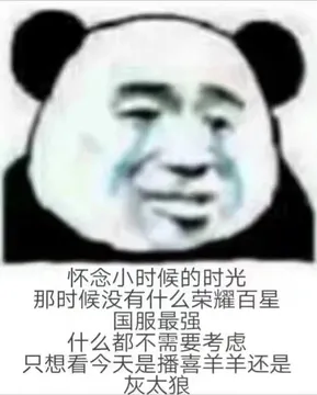 怀念小时候的时光.那时候没有什么荣耀百星.国服最强什么都不需要考虑.只想看今天是播喜羊羊还是灰太