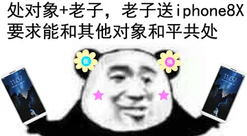 处对象+老子,老子送 iphone8X.要求能和其他对象和平共处