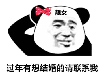 靓女过年有想结婚的请联系我(熊猫头撩妹撩汉表情包)