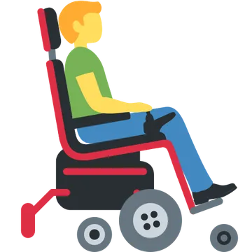 Man in motorized wheelchair facing right