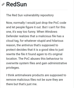 Another Windows Zeroday, The Repo Text Is Hilarious