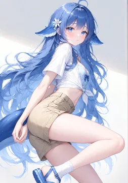蓝色大肥鱼夏日清凉立绘