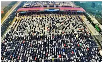 Traffic jam at China toll