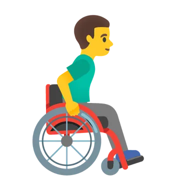 Man in manual wheelchair facing right